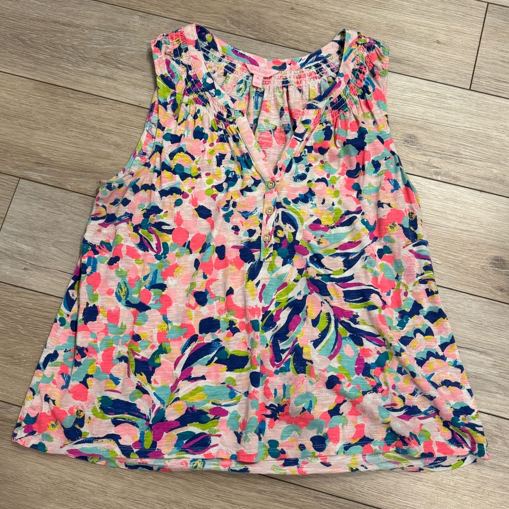 Lilly Pulitzer Multicolor Floral Print Tank Top - Pink, Navy, Green